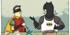 Batman y Robin en la cocina