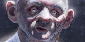 Caricatura de Anthony Hopkins como Hannibal Lecter