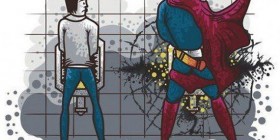 Superman en el urinario