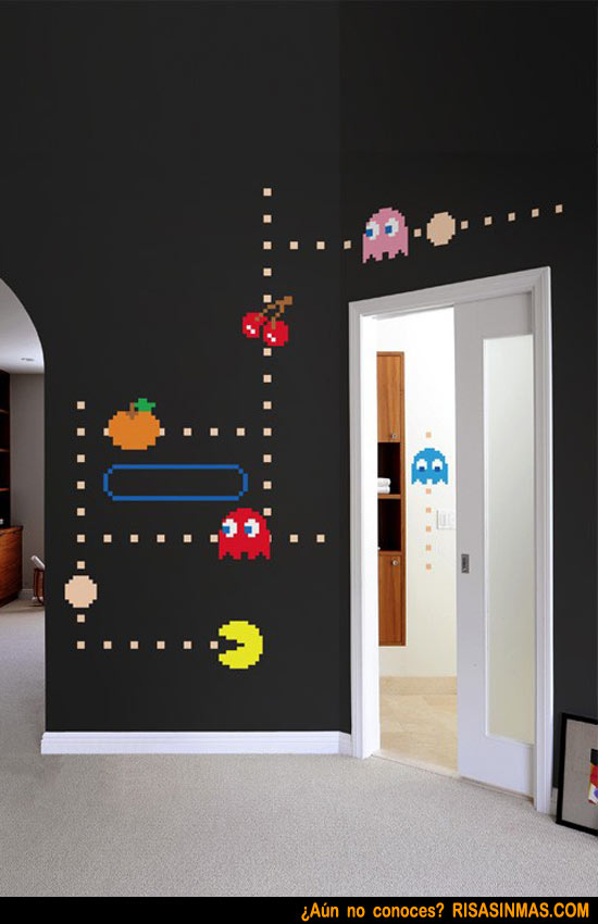 Paredes decoradas por un adicto al Pac-man