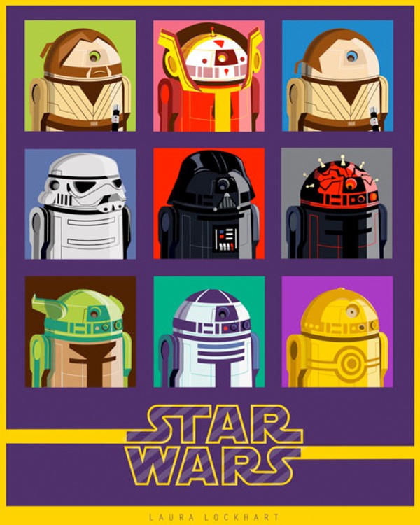 Personajes de Star Wars como R2D2