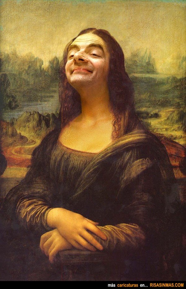 Caricatura de La Mona Lisa si fuera Mr. Bean