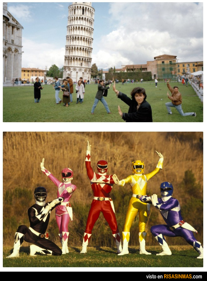 Parecidos razonables: posando en Pisa y Power Rangers