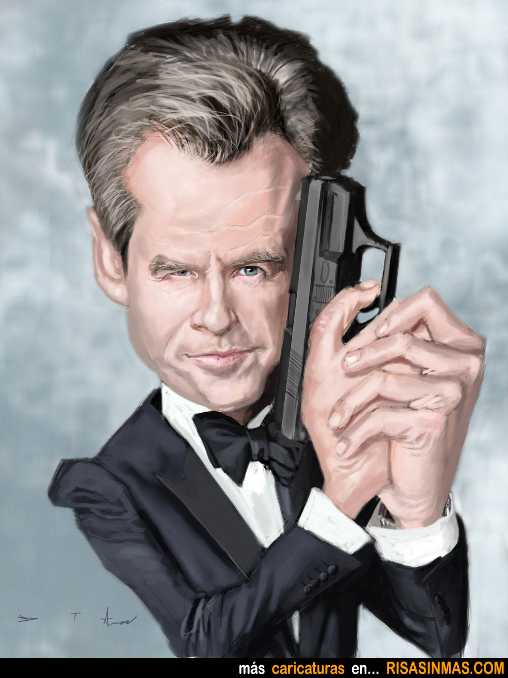 Caricatura de Pierce Brosnan (James Bond)