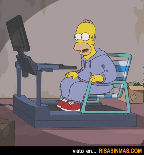 Homer haciendo deporte