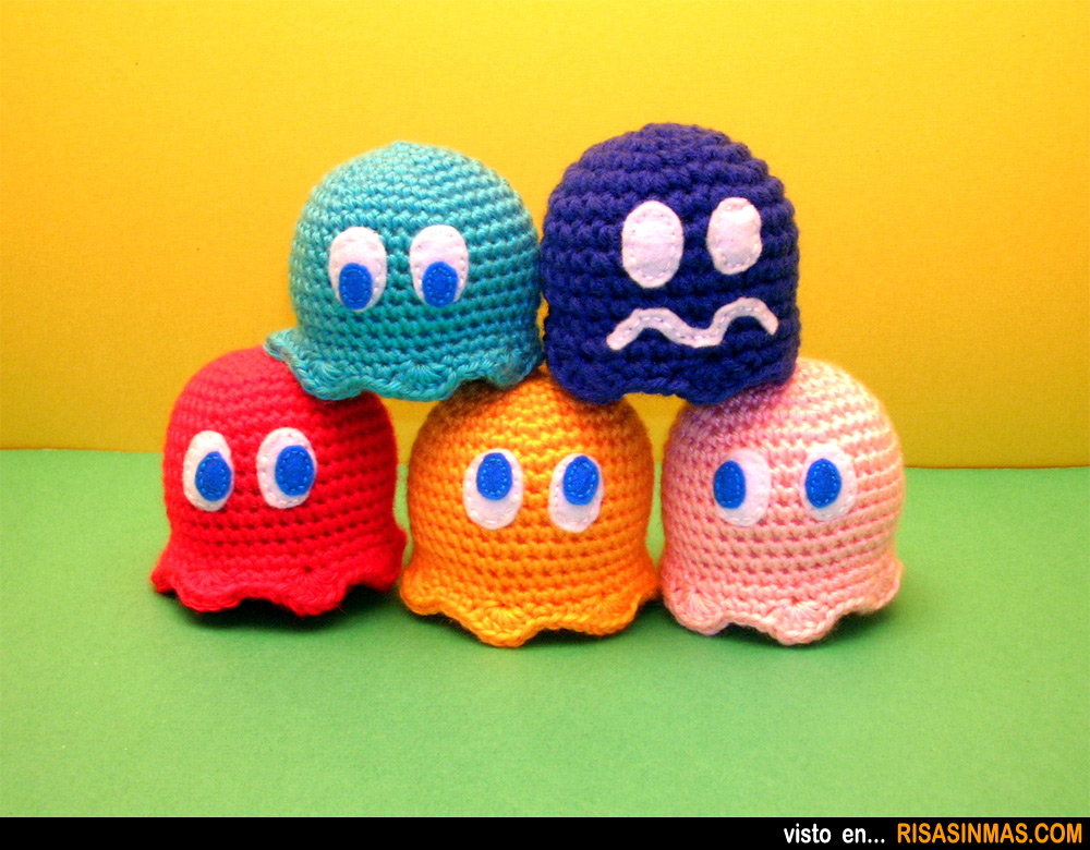 Amigurumis de los fantasmas de Pac-Man