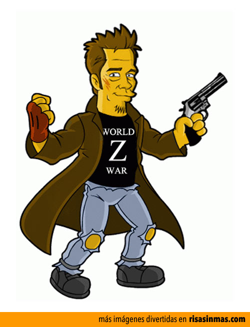 Brad Pitt de Guerra mundial Z simpsonizado