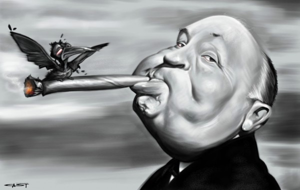 Caricatura de Alfred Hitchcock