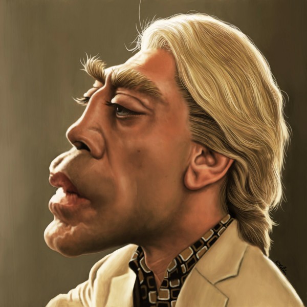 Caricatura de Javier Bardem como Silva en Skyfall