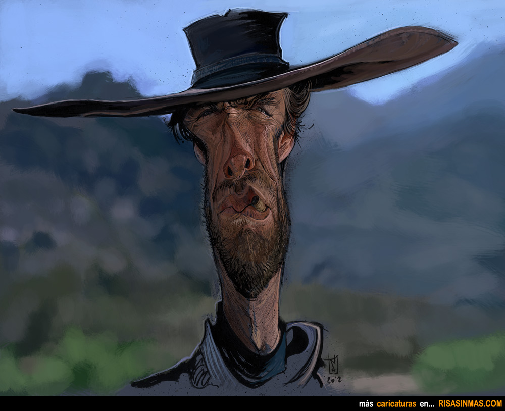 Caricatura de Joe "El rubio" (Clint Eastwood)