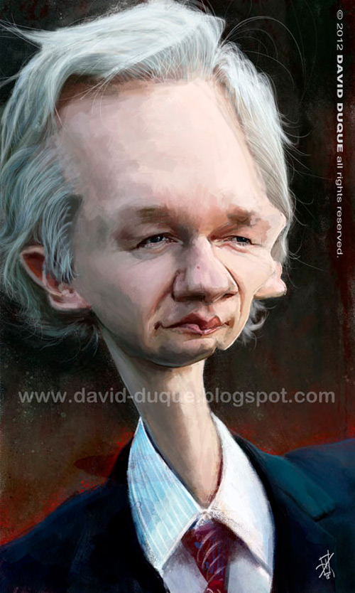 Caricatura de Julian Assange