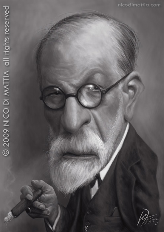 Caricatura de Sigmund Freud