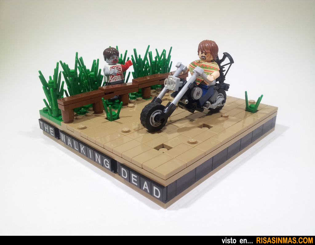 Daryl Dixon en su moto en The Walking Dead hecho con LEGO