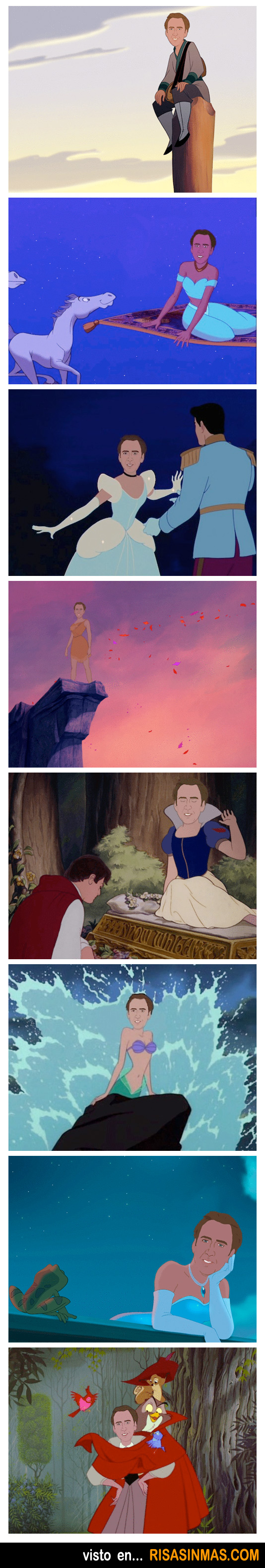 Nicolas Cage como Princesas de Disney