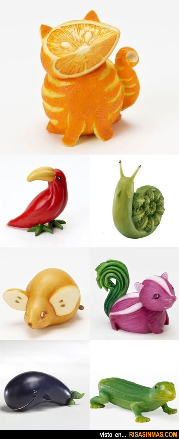 Animales hechos con frutas y verduras