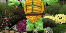 Tortuga ninja hecha con globos