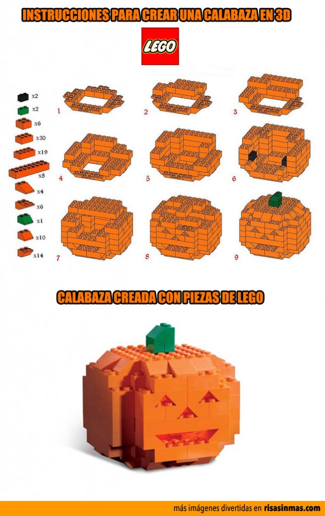 Calabaza de Halloween hecha con LEGO
