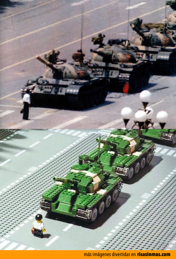 El hombre del tanque de Tiananmen versión LEGO