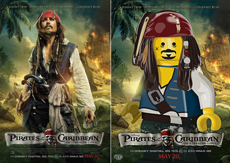 Pósters de cine hechos con LEGO: Piratas del Caribe 4