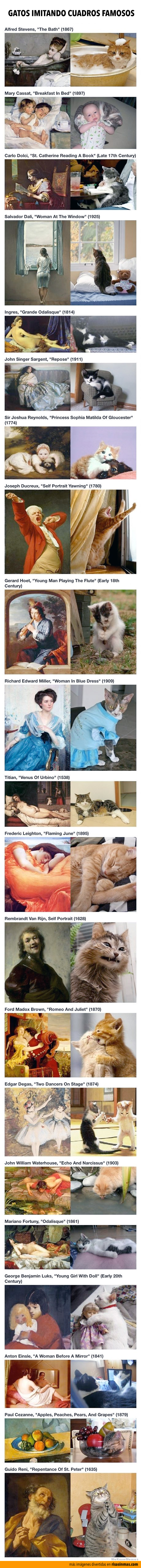Gatos imitando cuadros famosos
