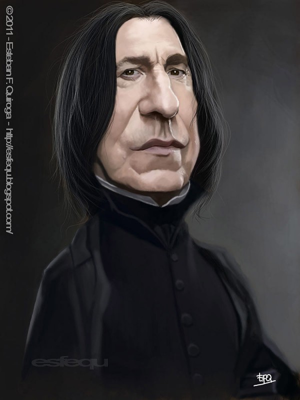 Caricatura de Alan Rickman como Severus Snape