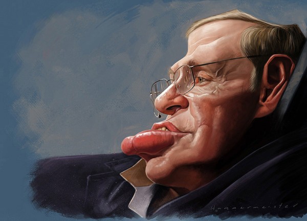 Caricatura de Stephen Hawking