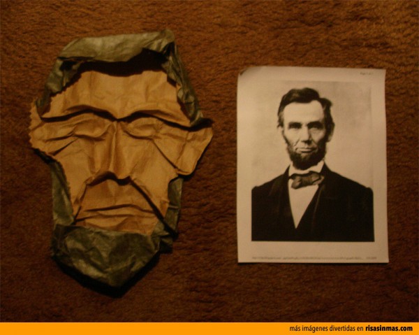 Abraham Lincoln hecho con papel (Origami)