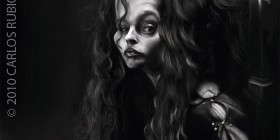 Caricatura de Helena Bonham Carter como Bellatrix Lestrange