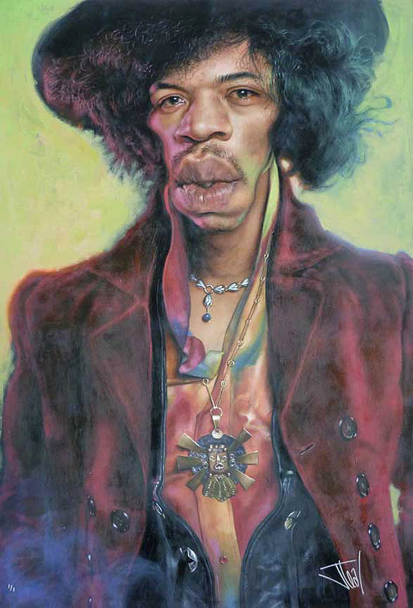 Caricatura de Jimi Hendrix