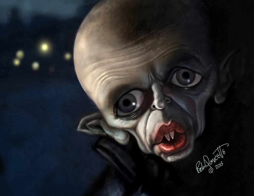 Caricatura de Klaus Kinski como Nosferatu