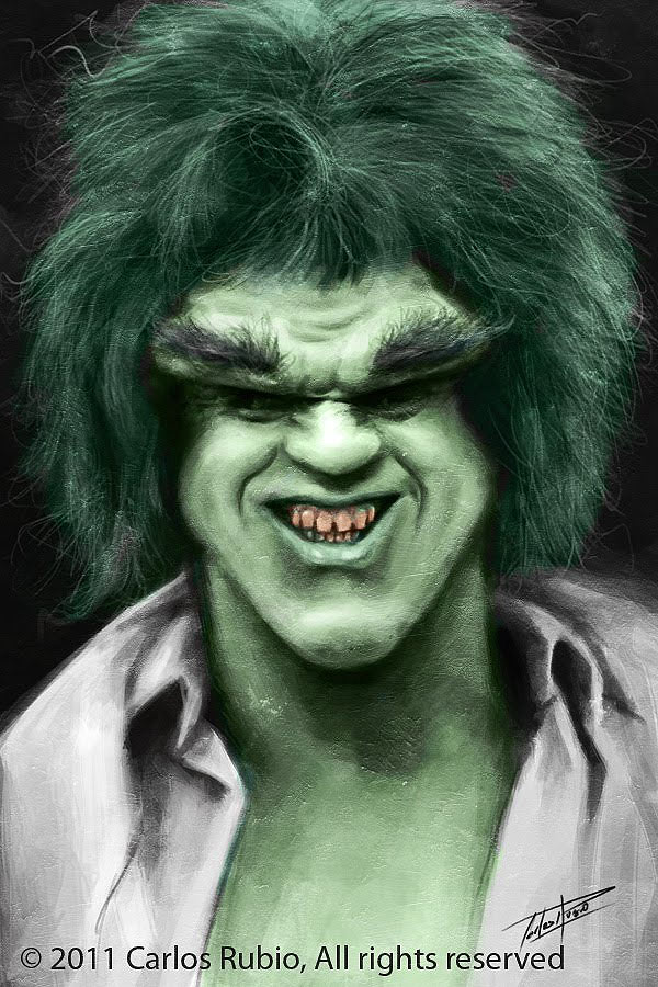 Caricatura de Lou Ferrigno como Hulk