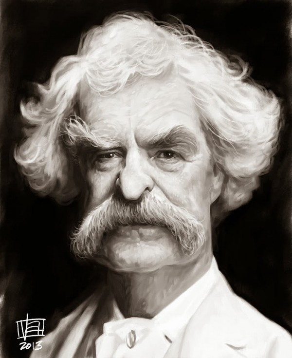 Caricatura de Mark Twain