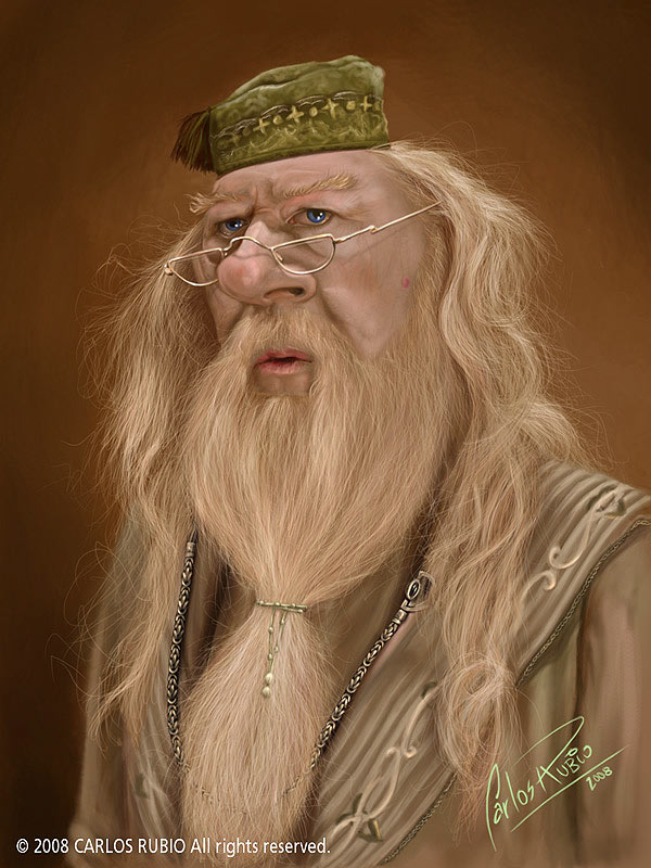 Caricatura de Michael Gambon como Albus Dumbledore