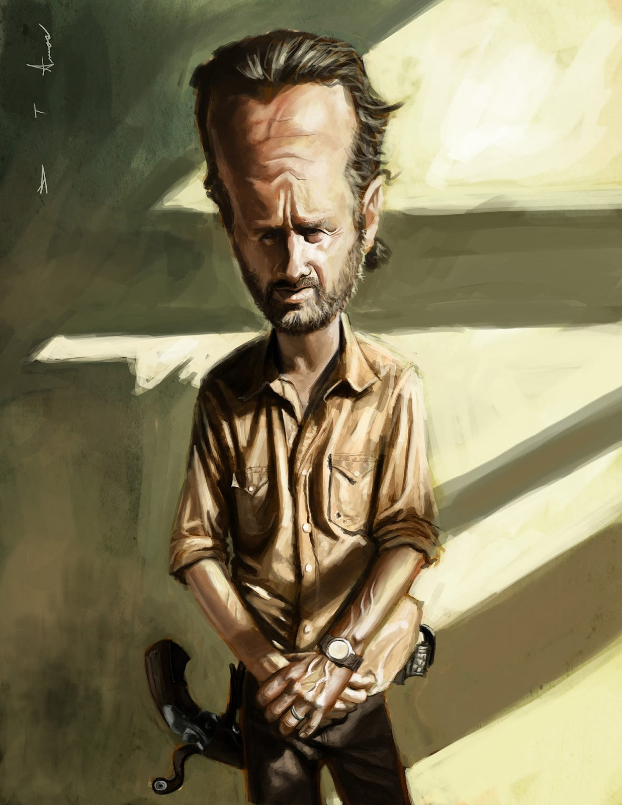 Caricatura de Rick Grimes de The Walking Dead