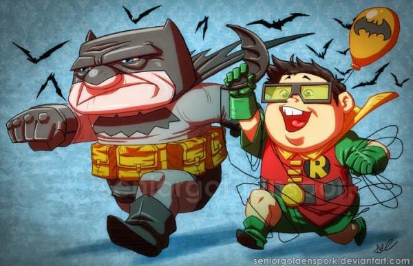 Los personajes de UP como Batman y Robin