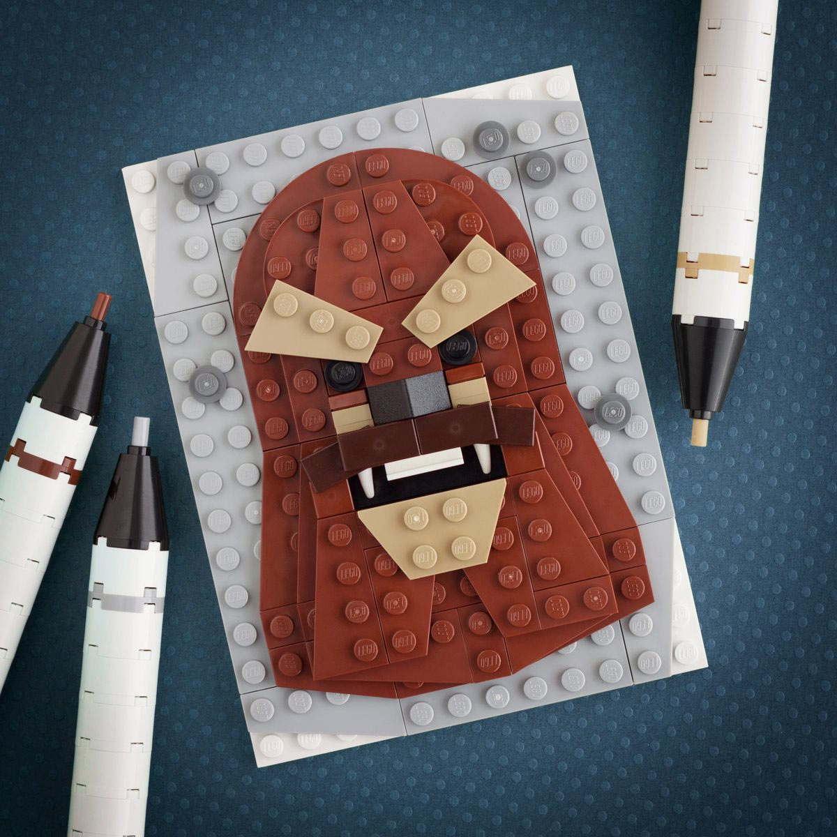 Retrato de Chewbacca hecho con LEGO