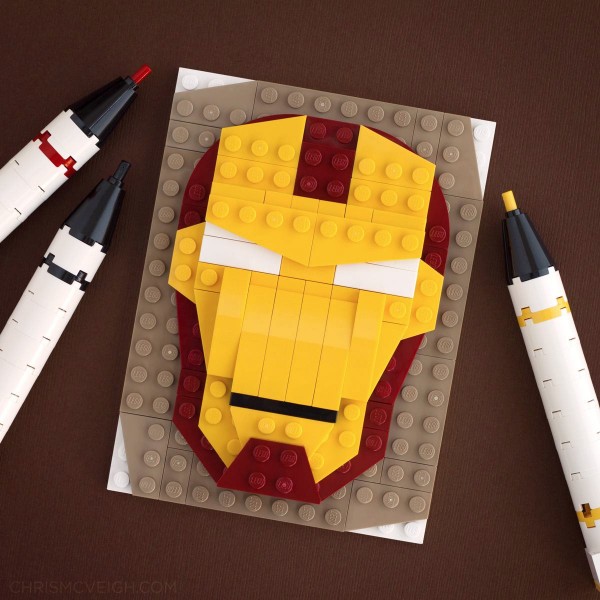 Retrato de Iron Man hecho con LEGO