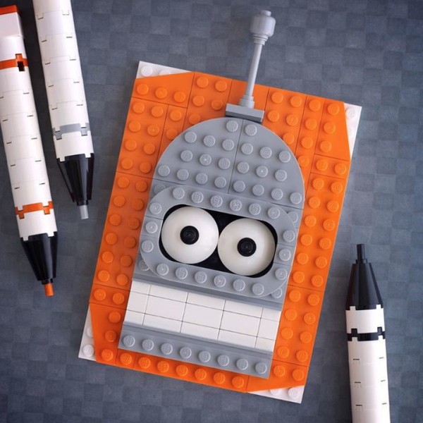 Retrato hecho con LEGO de Bender