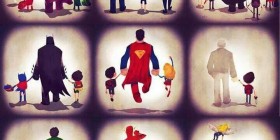 Superhéroes con sus hijos