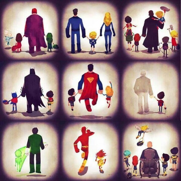 Superhéroes con sus hijos