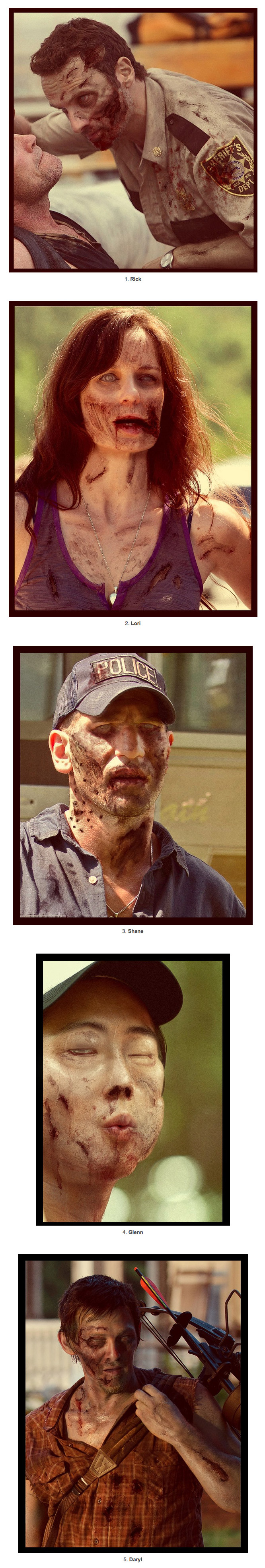 Los personajes de Walking Dead como zombies
