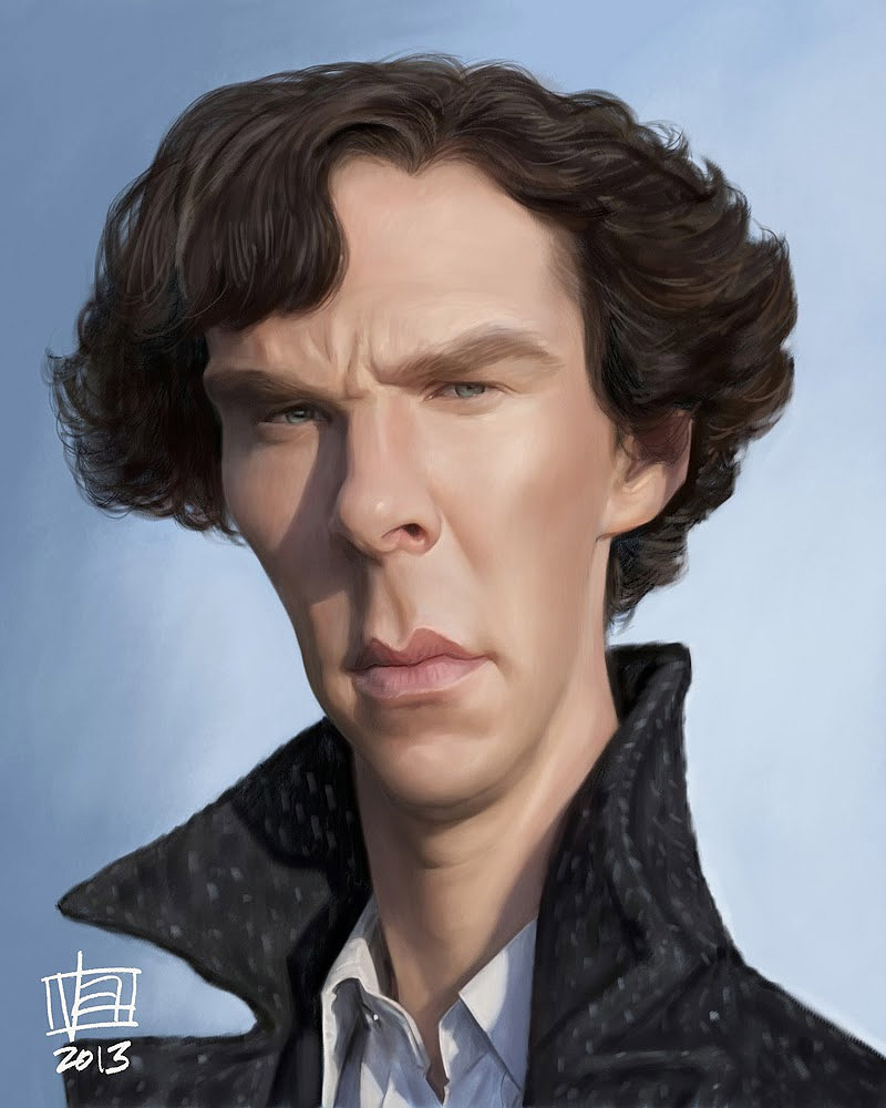 Caricatura de Benedict Cumberbatch como Sherlock