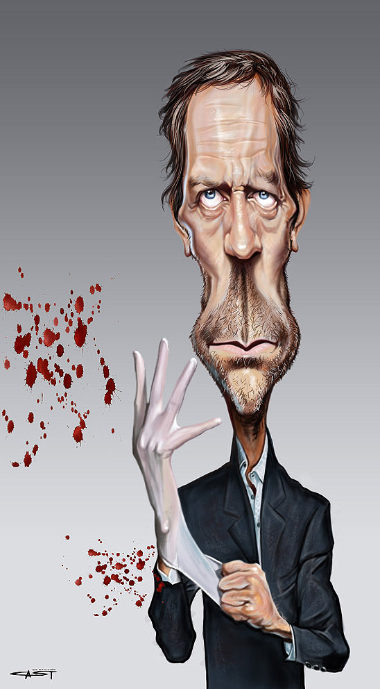 Caricatura de Hugh Laurie como Dr. House