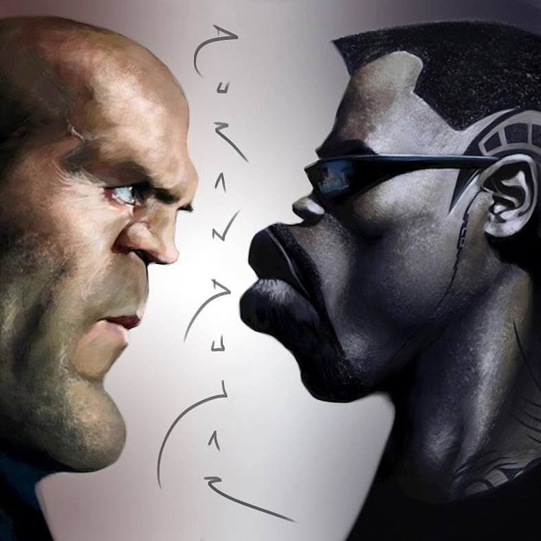 Caricatura de Jason Statham y Wesley Snipes