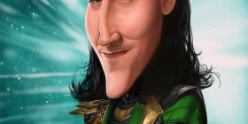 Caricatura de Tom Hiddleston como Loki