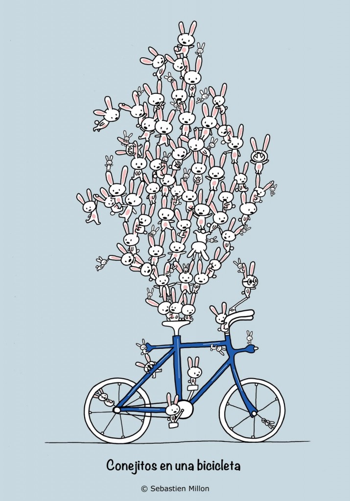 Conejitos en una bicicleta