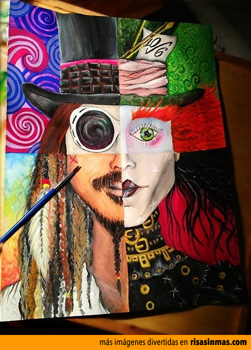 Personajes de Johnny Depp en un cuadro