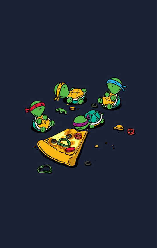 Tortugas ninja comiendo pizza