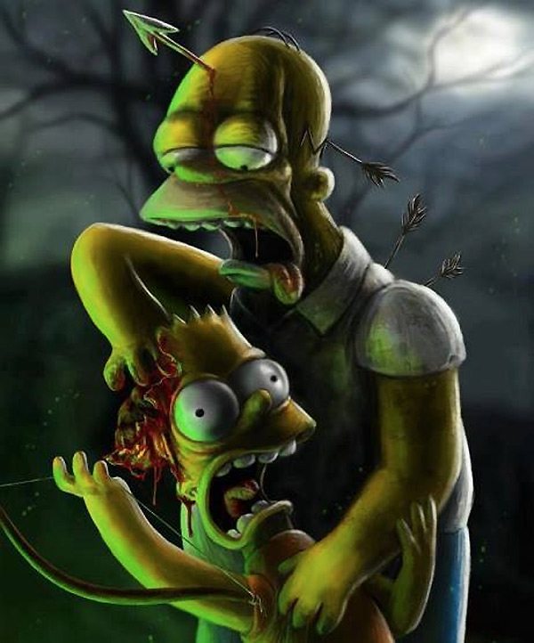Homer y Bart zombies