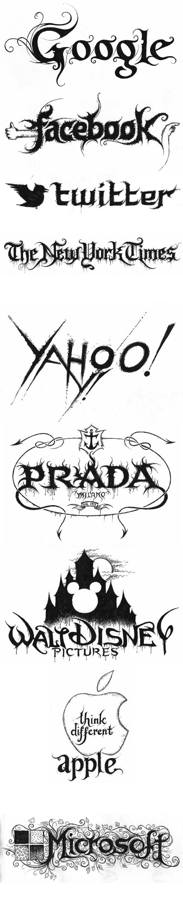 Logos de empresas famosas como bandas de heavy metal